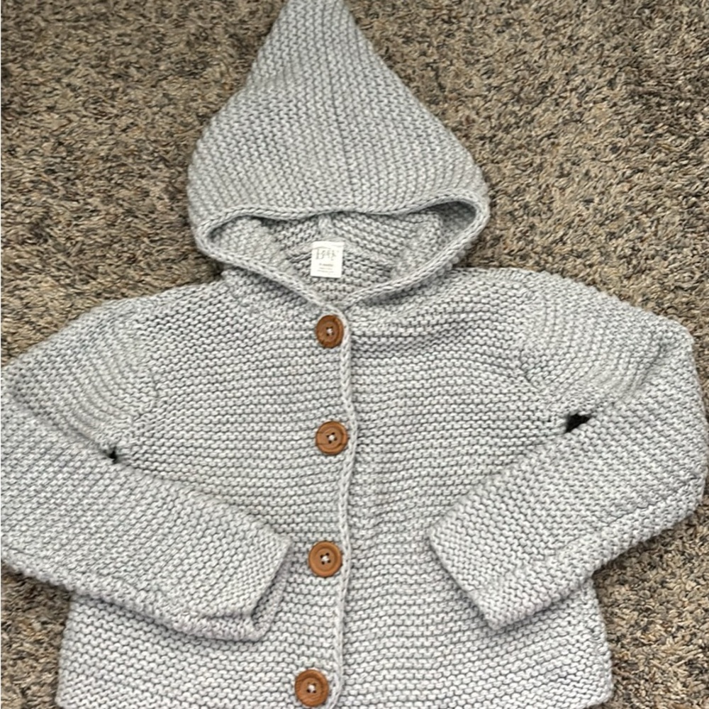 Baby Nordstrom Organic Corton Gray Knit Hoodie